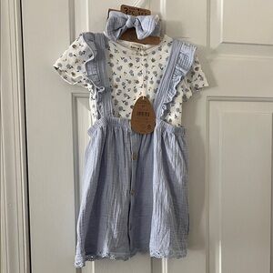 NWT organic cotton dress with matching bow